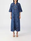Zimmermann Womens Railway Blue Aster Embroidered Denim Midi Dress Xxs In Blue