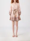 Zimmermann Womens Pink Paisley Alchemy Belted Floral-print Linen Mini Dress In Pink