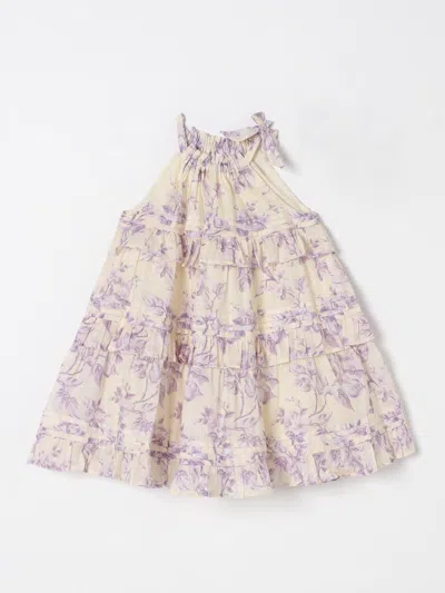 Zimmermann Kids' Floral Print Cotton Muslin Dress In Yellow