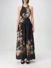 Zimmermann Tallow Cutout Floral-print Linen Halterneck Midi Dress In Black