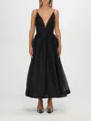 Zimmermann Illustration Pleated Linen And Silk-blend Midi Dress In Schwarz