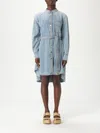 Zimmermann Scoop Dress With Waist Belt And Pockets In Blue