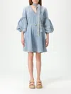 Zimmermann Celeste Mini Dress With Puff Sleeves In Blue