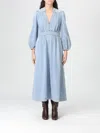 Zimmermann V-neck Flared Denim Midi Dress In Blue