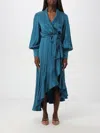 Zimmermann Silk Wrap Midi Dress In Blue