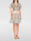 Zimmermann Ivory Pleated Mini Dress In Gray