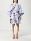 Zimmermann Womens Lilac Poppy Printed Silk-belt Buttoned Linen Mini Dress In Purple