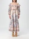 Zimmermann Wylie Off-the-shoulder Belted Floral-print Linen Midi Dress In Multicolor