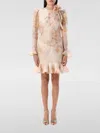 Zimmermann Crush Flower-detailed Linen-silk Mini Dress In Bunt