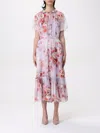 Zimmermann Light Red Floral Dress With Belt In Pink
