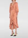 Zimmermann Blouson-sleeve Silk Wrap Midi Dress In Pink