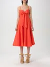 Zimmermann Womens Crush Shoulder-straps Linen Midi Dress Red Xxs In Red