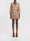 Zimmermann Daylight Mini Wrap Frill Dress Stamp Floral Sage In Multi