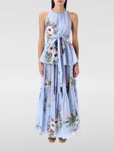 Zimmermann Everley Draped Bow Midi Dresses In Blue