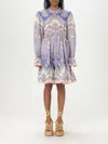 Zimmermann Maxine Long Sleeve Mini Dress Purple Paisley In Violett