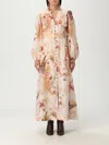 Zimmermann Womens Cream Palm Floral Ascension Plunge Linen Midi Dress