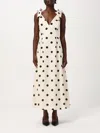 Zimmermann Polka-dot Bow-detail Linen Midi Dress In Yellow Cream