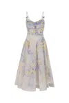 Zimmermann Crush Belted Twist-front Embellished Floral-print Linen And Silk-blend Organza Midi Dress