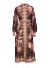 Zimmermann Floral-patterned Linen Maxi Dress With Puffed Sleeves In Brown