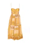 Zimmermann Womens Mustard Bandana Lucky Corset Cotton Midi Dress Xl In Yellow