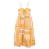 Zimmermann Womens Mustard Bandana Lucky Corset Cotton Midi Dress Xl In Yellow