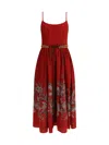 Zimmermann Rhiannon Belted Paisley-print Cotton-voile Midi Dress In Red