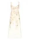 Zimmermann Womens Balance Floral-print Linen Midi Dress White Hydrangea Xs In Neutral
