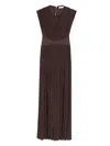 Zimmermann Illuminate Brown Long Dress With Gathered Neckline And Waist And Front Single Split In Viscose Stret In Brown