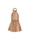 Zimmermann Cascadian Belted Pleated Leopard-print Linen Playsuit In Multi