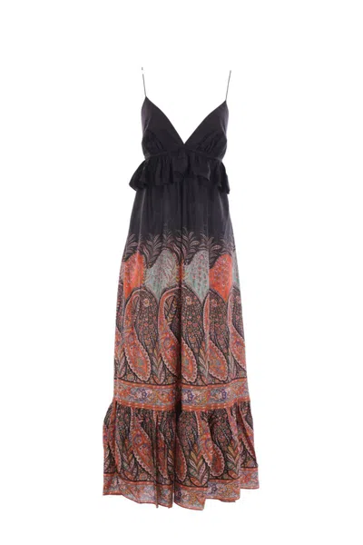 Zimmermann Rhiannon Ruffled Paisley-print Silk Midi Dress In Black Paisley