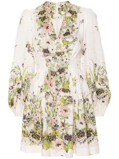 ZIMMERMANN ZIMMERMANN FLORAL PRINT LINEN MINI DRESS