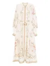 Zimmermann Womens Sage Toile Floral Floral-pattern Tie-waist Linen Midi Dress In White