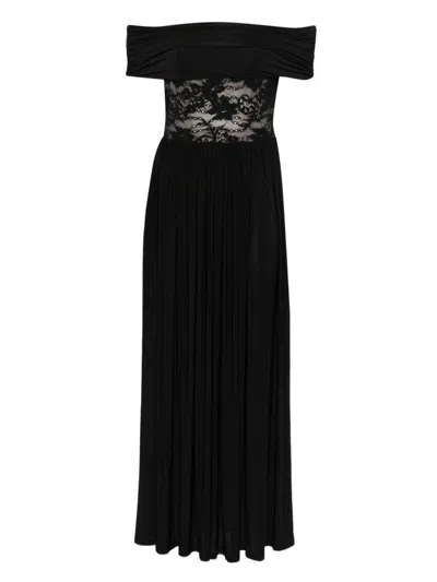 Zimmermann Off-the-shoulder Lace-trimmed Gathered Stretch-jersey Maxi Dress In Black