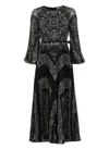Zimmermann Sunray Belted Printed Recycled Plissé-chiffon Midi Dress In Black