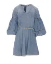 Zimmermann Short Light Blue Denim Dress In Blue