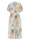 Zimmermann Women Aqua Palm Floral Habotai Silk Ascension Maxi Dress In Blue