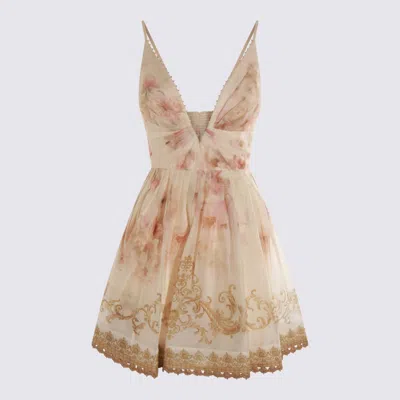 Zimmermann Cream Linen Dress In Neutral