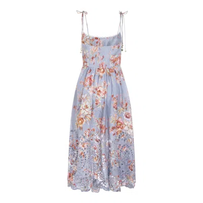 Zimmermann Womens Chambray Floral Awaken Picnic Floral Linen Midi Dress Xxs In Blue