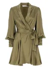 Zimmermann Silk Wrap Dress In Green