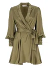 Zimmermann Silk Wrap Dress In Green