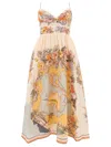 Zimmermann Tallow Linen Midi Dress In Neutral