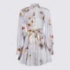 Zimmermann Womens Lilac Poppy Printed Silk-belt Buttoned Linen Mini Dress In Purple