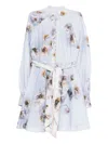 Zimmermann Womens Lilac Poppy Printed Silk-belt Buttoned Linen Mini Dress In Purple