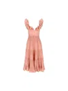 Zimmermann Pleated Frill Midi Dress In Lipstick