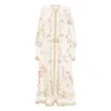 Zimmermann Womens Sage Toile Floral Floral-pattern Tie-waist Linen Midi Dress In Neutral