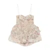 Zimmermann Ruffled Lace-up Mini Dress In Neutral