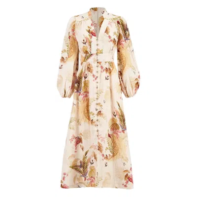 Zimmermann "ascension Plunge" Midi Dress In Multi