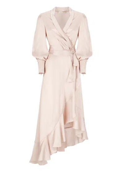 Zimmermann Asymmetric Wrap Midi Dress In Petal