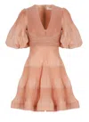 Zimmermann Pink Pleated Mini Dress In Pink
