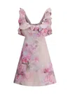 Zimmermann Crush Frill Mini Dress In Pink